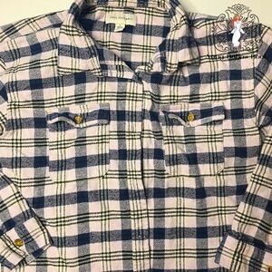 Free Assembly L 10/12 Girls Button Down Plaid  Long Sleeve Shirt Pink PRELOVED